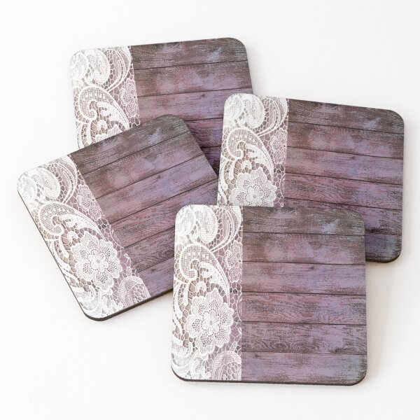 Item preview, rustic chic modern girly purple barn wood white lace designed and sold by LEILA ART SPACE.