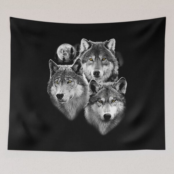Item preview, Three Gray Wolves in Moonlight designed and sold by KA DESIGNS.