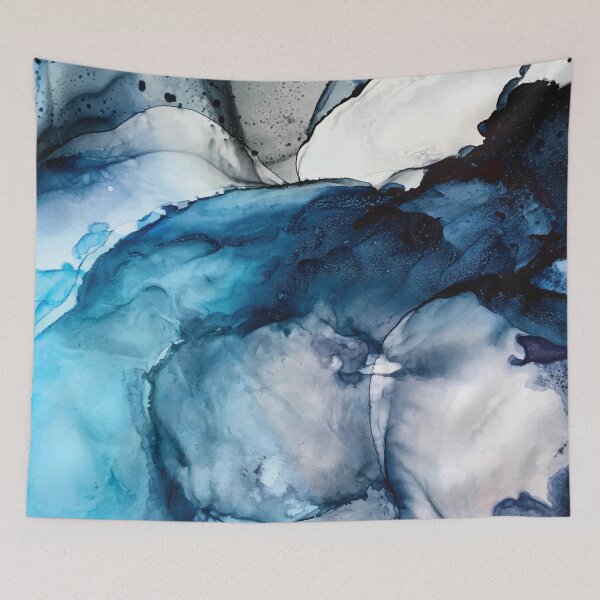 Item preview, White Sand Blue Sea - alcohol ink painting designed and sold by Elizabeth  Karlson.