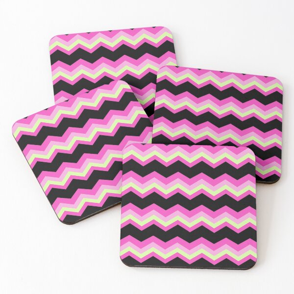Item preview, 1980s modern abstract girly hot pink black fuschia chevron designed and sold by LEILA ART SPACE.