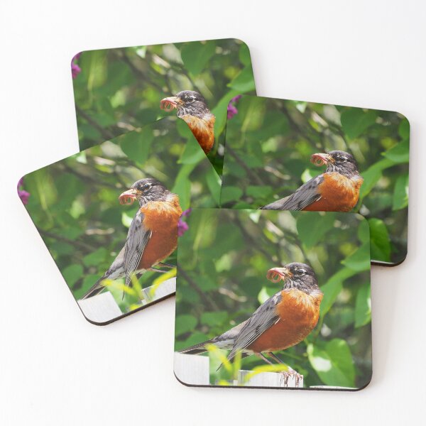 Item preview, American Robin Carrying Some Fresh Worms designed and sold by BackyardBirder.