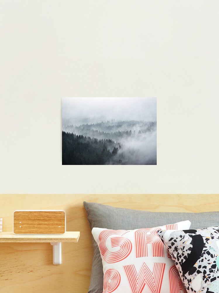 Thumbnail 2 of 3, Photographic Print, The Waves // Misty Landscape Autumn Wilderness Forest With Cascadia Trees Covered In Cold Magic Fog designed and sold by tekay.