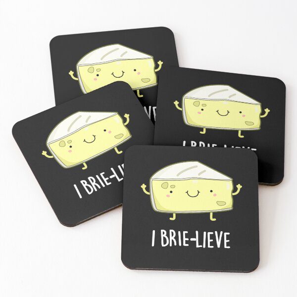 Item preview, I Brie-lieve Positive Brie Cheese Puns (Dark BG) designed and sold by punnybone.