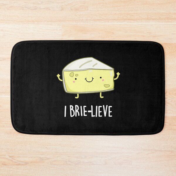 Item preview, I Brie-lieve Positive Brie Cheese Puns (Dark BG) designed and sold by punnybone.