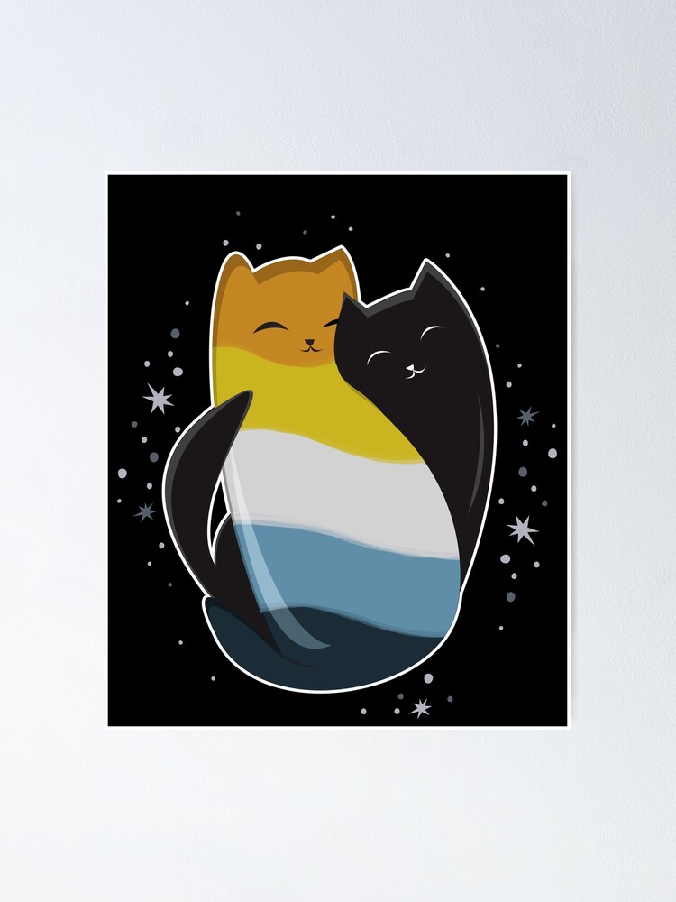 Aroace Cat Lgbt Asexual Aromantic Pride Flag Poster For Sale By 