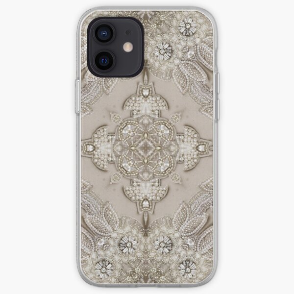 vintage Rhinestone pearl glamorous beige lace iPhone Soft Case