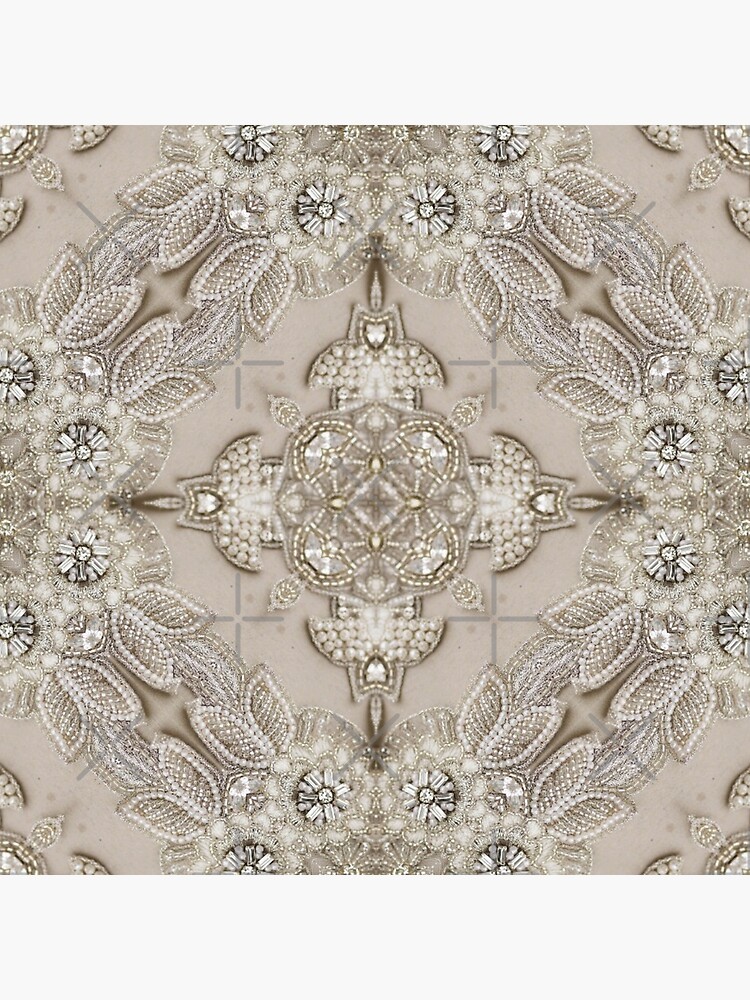 vintage Rhinestone pearl glamorous beige lace by lfang77