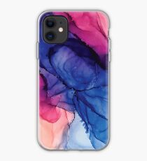 Pondering- Blush and Blue- Alcohol ink painting iPhone Case