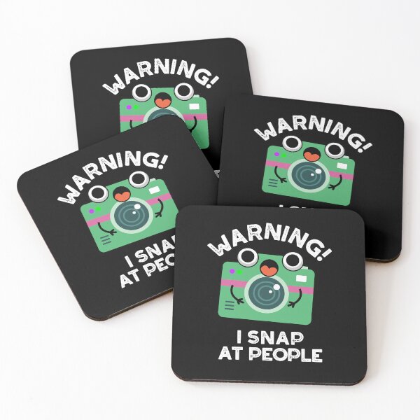 Item preview, Warning I Shap At People Funny Camera Puns (Dark BG) designed and sold by punnybone.