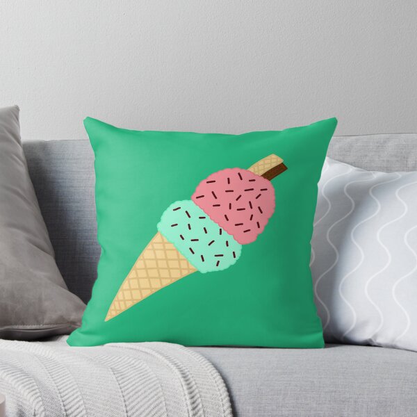 Item preview, Strawberry and Mint Ice cream cone-green background designed and sold by charmednight.