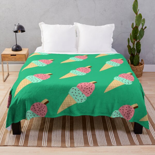 Item preview, Strawberry and Mint Ice cream cone-green background designed and sold by charmednight.