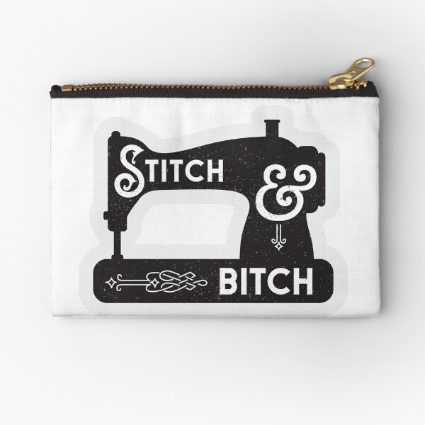 Stitch and Bitch Sewing Machine Zipper Pouch