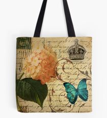 Vintage Schmetterling Hortensie floral botanische Kunst Tote Bag