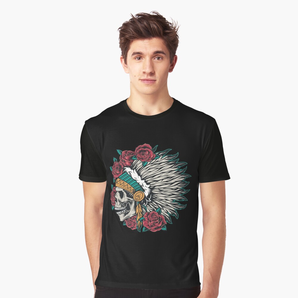 Native American Indian Chief Skull T-shirt, Traditional Feathers Headdress, American  Indian Skull Hipster Hippie, Gifts for men and women, men's shirt  Essential T-Shirt for Sale by DeepikaSingh