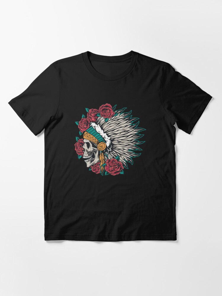 Native American Indian Chief Skull T-shirt, Traditional Feathers Headdress, American  Indian Skull Hipster Hippie, Gifts for men and women, men's shirt  Essential T-Shirt for Sale by DeepikaSingh