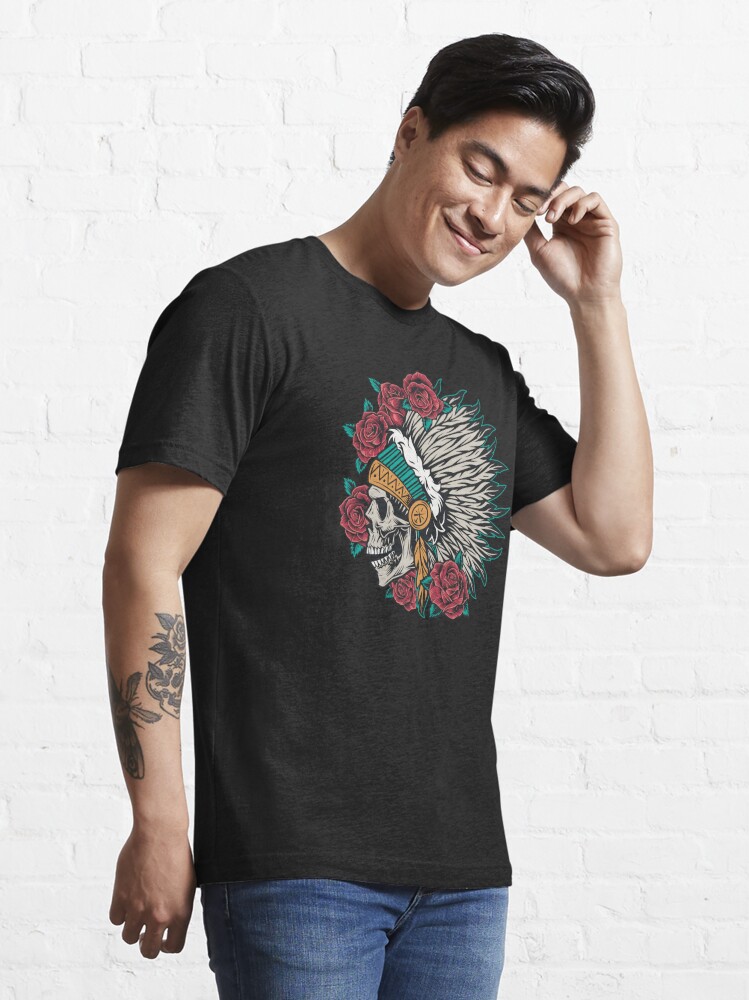 Native American Indian Chief Skull T-shirt, Traditional Feathers Headdress, American  Indian Skull Hipster Hippie, Gifts for men and women, men's shirt  Essential T-Shirt for Sale by DeepikaSingh