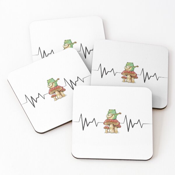 Item preview, Cottagecore Frog on Mushrooms Heartbeat Pulse Heart Line ECG designed and sold by moderncrazeshop.