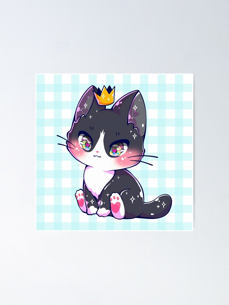 Very Cute Cat Face Anime Style - Cat - Pin