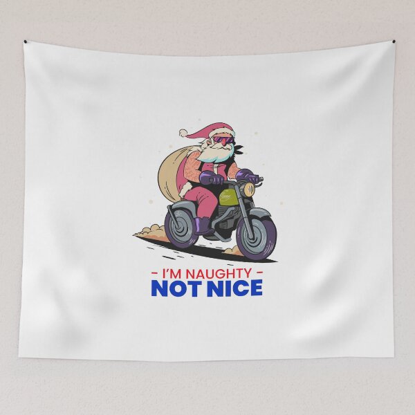 Item preview, I'm Naughty, Not Nice : Santa on motorbike designed and sold by crazydotdesigns.