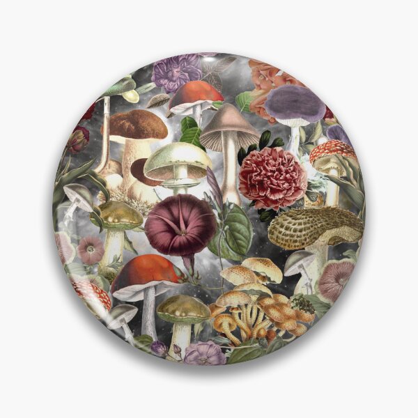 Item preview, Vintage mushrooms and flowers garden, shrooms and fungi, botanical pattern, mushrooms illustration, seamless pattern, light grey pattern trendy  designed and sold by ZeinabTaha.