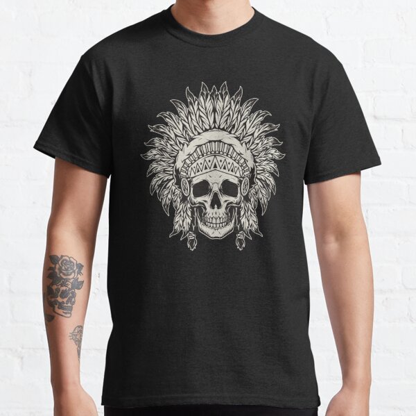 Native American Indian Chief Skull T-shirt, Traditional Feathers Headdress, American  Indian Skull Hipster Hippie, Gifts for men and women, men's shirt  Essential T-Shirt for Sale by DeepikaSingh