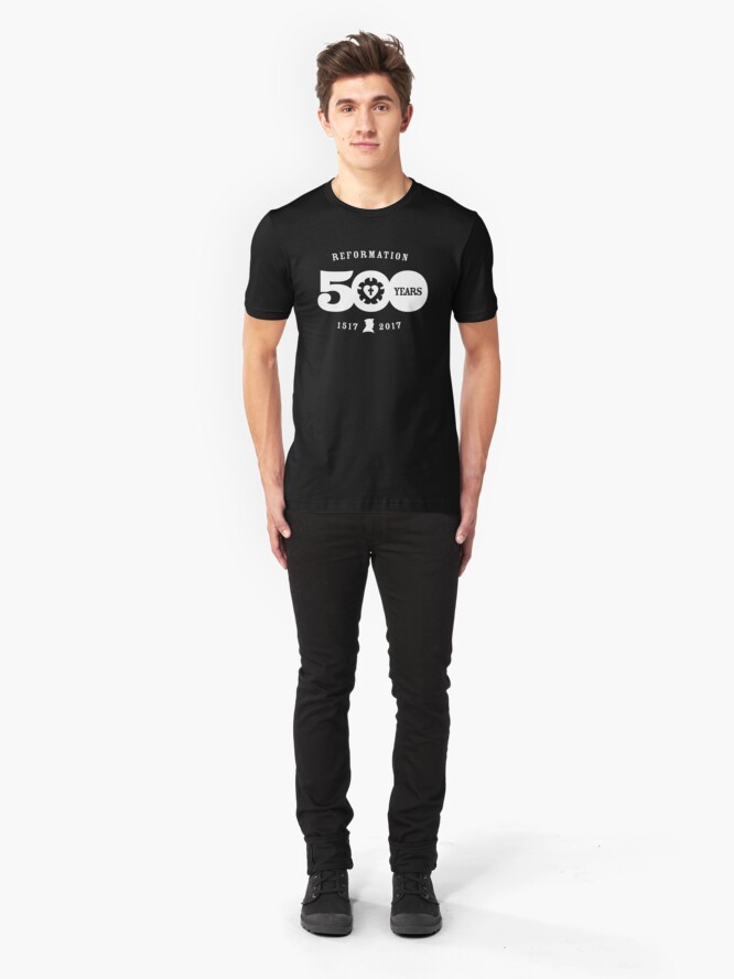 Alternate view of Reformation 500 Year Anniversary Luther Rose T-Shirt Slim Fit T-Shirt