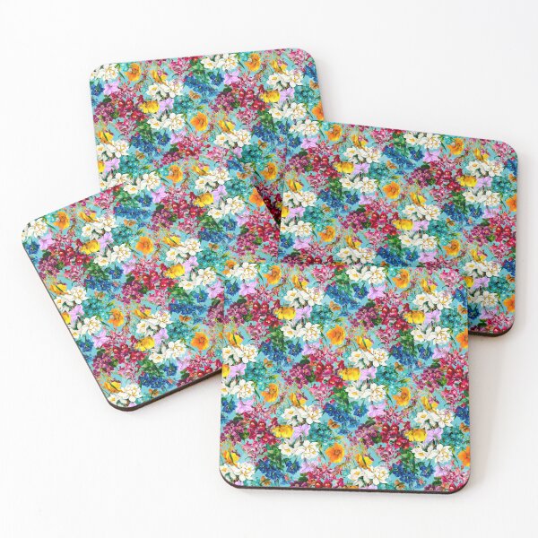 Item preview, Elegant Vintage flowers and roses blossoming summer garden, botanical pattern, floral illustration, turquoise vintage floral designed and sold by ZeinabTaha.