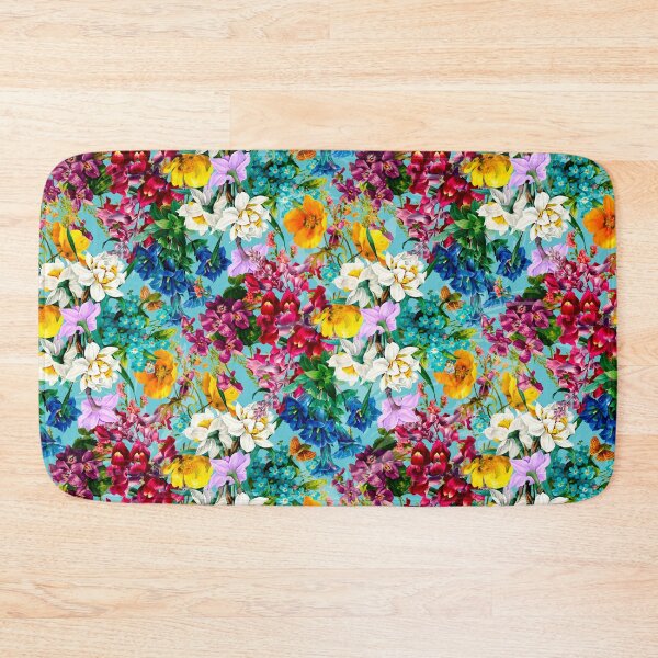 Item preview, Elegant Vintage flowers and roses blossoming summer garden, botanical pattern, floral illustration, turquoise vintage floral designed and sold by ZeinabTaha.