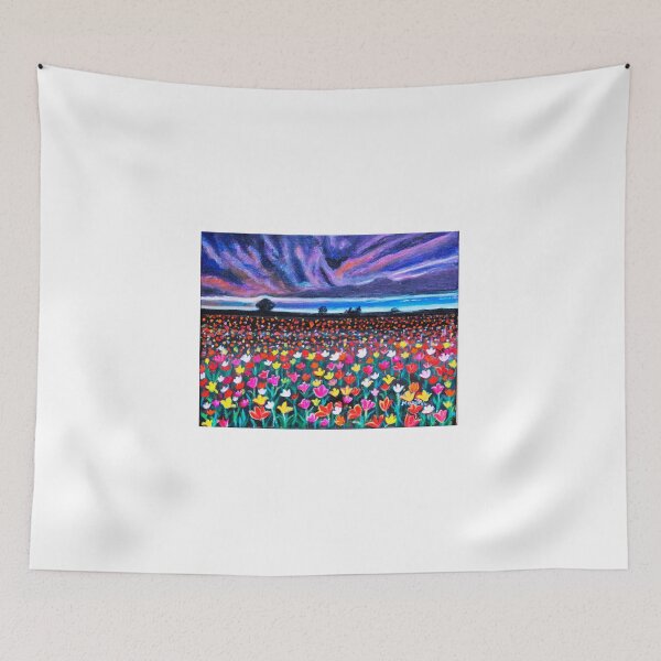 Item preview, Floral fields Tulips at sunset designed and sold by artbymanjiri.