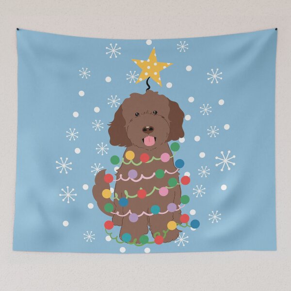 Item preview, Chocolate Brown Goldendoodle Christmas Tree designed and sold by Lulupainting.