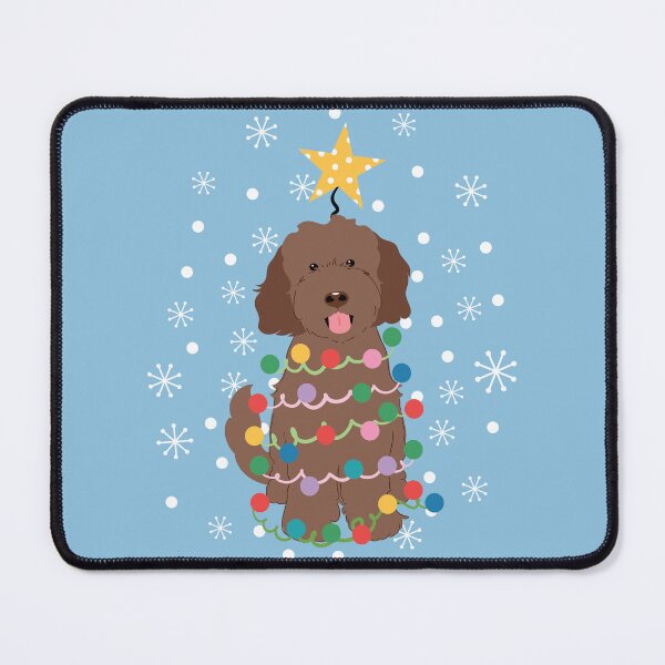 Item preview, Chocolate Brown Goldendoodle Christmas Tree designed and sold by Lulupainting.