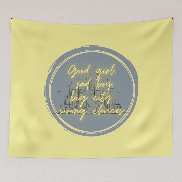 Item preview, Good girl, sad boy, big city, wrong choices- Question...- Midnights- Taylor Swift Yellow Outline designed and sold by abriddley.