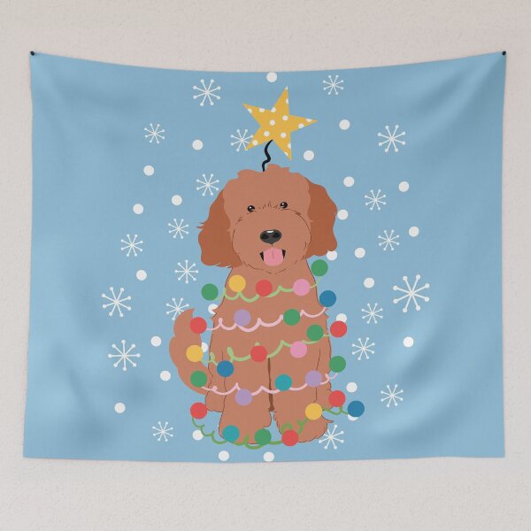 Item preview, Red Ruby Goldendoodle Christmas Tree designed and sold by Lulupainting.