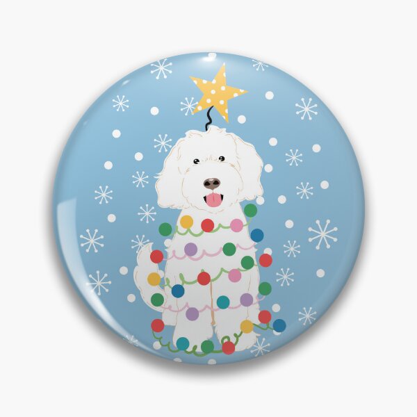 Item preview, White Goldendoodle Christmas Tree designed and sold by Lulupainting.