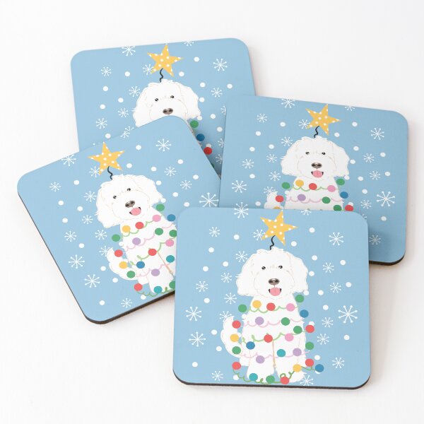 Item preview, White Goldendoodle Christmas Tree designed and sold by Lulupainting.