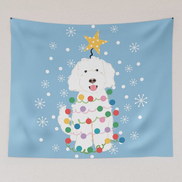 Item preview, White Goldendoodle Christmas Tree designed and sold by Lulupainting.