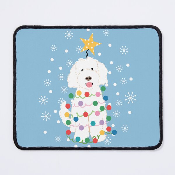 Item preview, White Goldendoodle Christmas Tree designed and sold by Lulupainting.