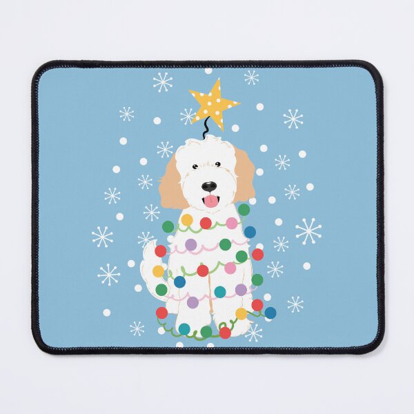 Item preview, White Cream Goldendoodle Christmas Tree designed and sold by Lulupainting.