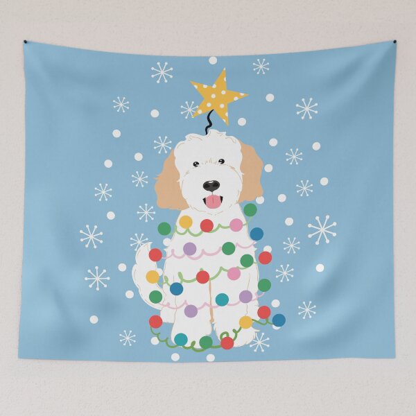 Item preview, White Cream Goldendoodle Christmas Tree designed and sold by Lulupainting.