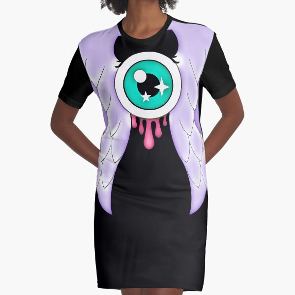 Pastel Goth | Winged Eye | Black Graphic T-Shirt Dress