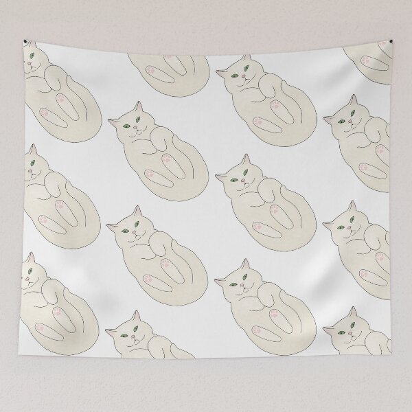 Item preview, White Cat Loaf From Below designed and sold by BluebellPainter.