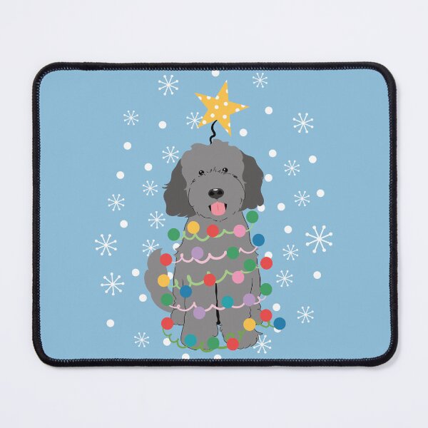 Item preview, Gray Goldendoodle Christmas Tree designed and sold by Lulupainting.