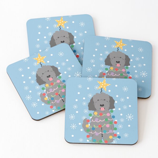 Item preview, Gray Goldendoodle Christmas Tree designed and sold by Lulupainting.