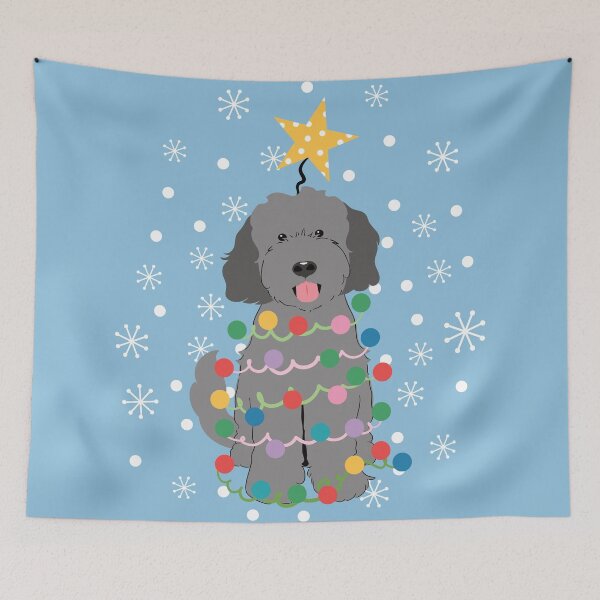 Item preview, Gray Goldendoodle Christmas Tree designed and sold by Lulupainting.