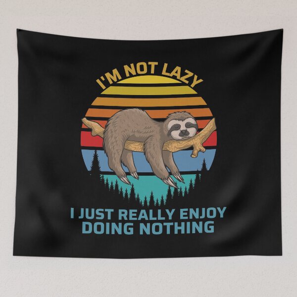 Item preview, I'm Not Lazy I Just Really Enjoy Doing Nothing Retro Sloth designed and sold by RockBeeDesigns.