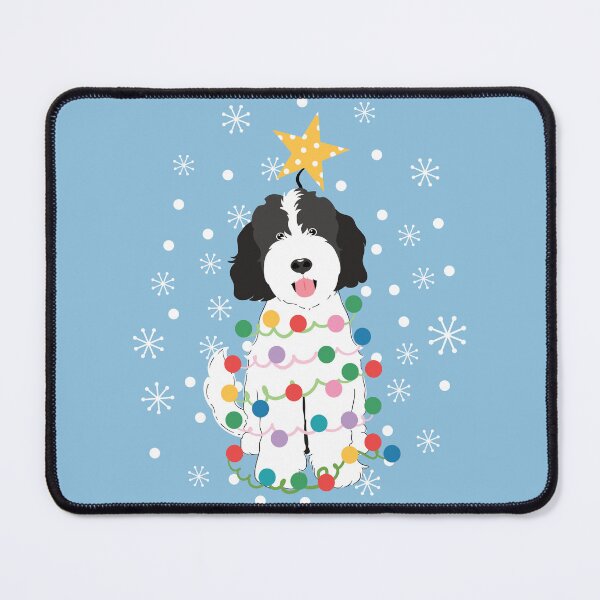 Item preview, Black White Goldendoodle Christmas Tree designed and sold by Lulupainting.