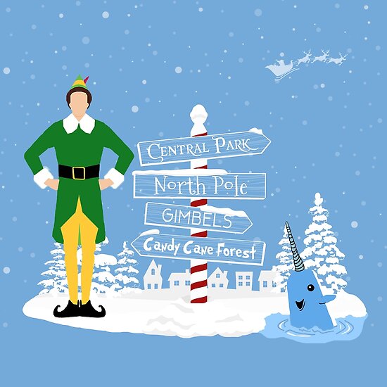 "Buddy the Elf signs and Mr. Narwhal" Poster by birchandbark | Redbubble