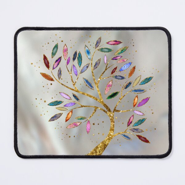 Item preview, Golden Tree Branch Geode Leaves on pearl designed and sold by k9printart.