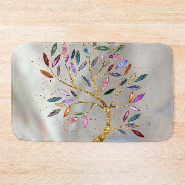 Item preview, Golden Tree Branch Geode Leaves on pearl designed and sold by k9printart.