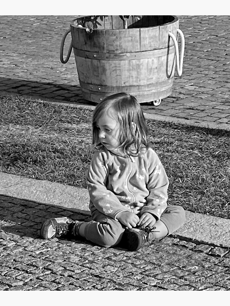 Thumbnail 3 of 3, Magnet, Daily Life B&W #1 - Shy Little Girl designed and sold by jouvaygifts.